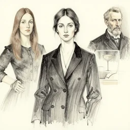 ink drawing portrait of a woman in suit byjung gi kim, jenny saville, rembrandt and raphael and edward hopper