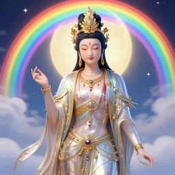 endless magical rainbow contented beautiful young woman!!! bodhisattva, intricate, elegant, digital art artstation