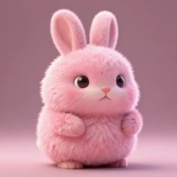 shaggy furry round rabbit, art by ovopack, tatsuro kiuchi, yoji shinkawa, cute, cartoon, 3 d art, 8 k, c 4 d, unreal engine, fantasy, pink color scheme, perfect lighting, smooth, digital art, concept art, trending on artstation, illustration