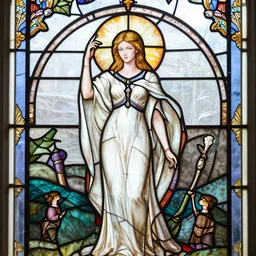 white goddess stained glass intricate millie bobby brown