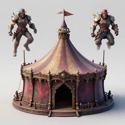 3d sculpt of a gothic circus tent, artstaton, League of Legends, red dead redemption2, overwatch, digital illustration