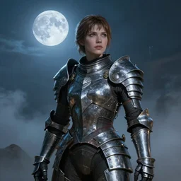 unknown fallout 5 female character portrait, partially clothed in highly detailed metal armour, atmospheric lighting, painted, intricate, mist, cold, volumetric lighting, beautiful, blue moon light, golden ratio, sharp focus, ultra detailed, by leesha hannigan, ross tran, thierry doizon, kai carpenter, ignacio fernandez rios