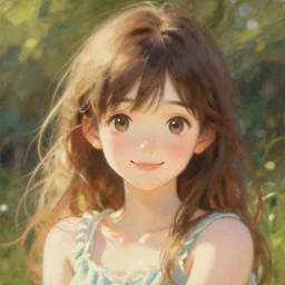 a detailed portrait of am adorable smiling anime girl, summer light, painting by gaston bussiere, craig mullins, j. c. leyendecker