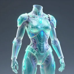 futuristic translucent aquamarine cyber body armour, intricate, glowing, eyecandy, colorful, 3 d, octane render, photorealistic, modern, warp,