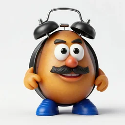 eery tough scary badass, resemblance of jack black. a potato as jack black, alarm clock, jack black is a potato alarm clock, it's actually a potato but really kinda spongebob