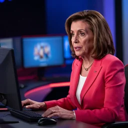 nancy pelosi in a gaming setup