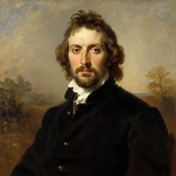 portrait of Julius Evola, in the style of the Hudson River School