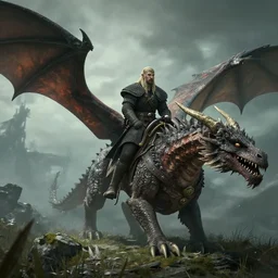 Elden Ring Screenshot of a viking riding a dragons back