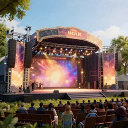 festival stage with ideal setdesign, unreal engine, photorealistic, hd, trending on artstation