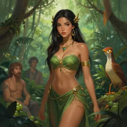 An beautiful digital painting of an jungle princess, by Stanley Artgerm Lau, WLOP, Rossdraws, James Jean, Andrei Riabovitchev, Marc Simonetti, and Sakimichan, trending on artstation, SFW version