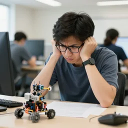 a frustrated student tries to finish his robotics and ai thesis in tel - aviv
