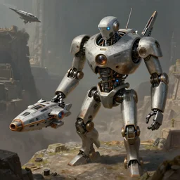 beautiful matte painting of a medieval robot building a spaceship by greg rutkowski 4 k extreme details photorealism