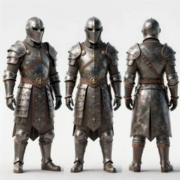 ! dream three different views of a tough and intimidating barbarian armor, concept art by senior character artist, trending on artstation, artstation hd, full body