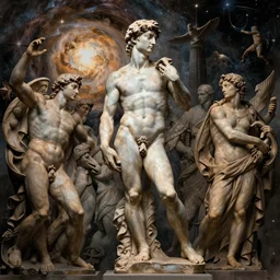 The creation of the universe, crowded, in the style of Michelangelo