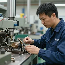 photo of real life meeseeks workin on a factory, detailed