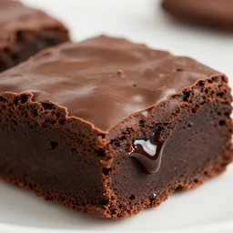 a 5 0 mm macro shot of a chocolate fudge brownies, gooey, depth of field, high resolution