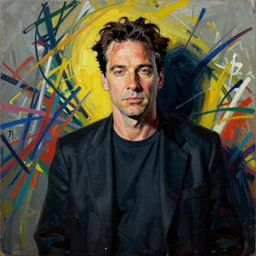 charlie sheen in a jackson pollock painting