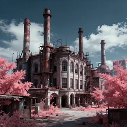 a beautiful hyperdetailed rendering of establishment industrial architecture urbex city by edward hopper, at summer san andreas matte painting darkacademia partly sunny otherworldly infrared neptune, archdaily, wallpaper, highly detailed, trending on artstation.