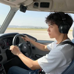 gigachad piloting a plane