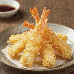 shrimp tempura set coated entirely in gold, 100mm food photography