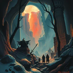 the underdark. highly detailed, digital painting, watercolor, soviet realism, engraving, artstation, concept art, smooth, sharp focus, vivid grunge, manga, illustration, unreal engine 5, 8 k, art by bilibin and kuvshinov and malevich and mucha