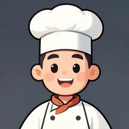 portrait of a happy cook or chef looking at the camera, cartoon, digital art, symmetrical face