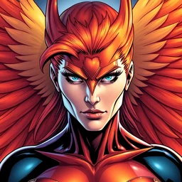 chris achilleos and j. scott campbell comic cover art, full body jean grey phoenix, perfectly symmetrical facial features, tight fit, rim lighting, vivid colors, micheal golden