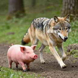a wolf chasing pepa pig