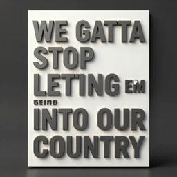 We gotta stop letting em into our country, propaganda poster, 3d model, octane render, realstic lighting