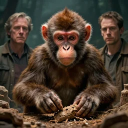 evolved monkey archaeologist finding the remains of humanity | cinematic lighting | award - winning | closeup portrait | by donato giancola and mandy jurgens and charlie bowater | featured on artstation