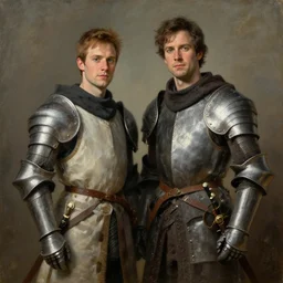 Troy and Abed from Community as medieval knights, masterpiece painting by Eugene de Blaas