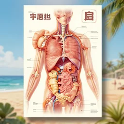 tourism poster for travel inside the human body, poster art