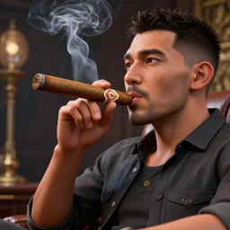a high quality photo of xqc smoking a cigar, 3d scene, render, ultra realistic, artstation, cgsociety
