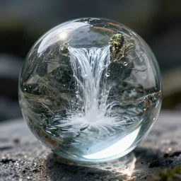 waterfall in a glass marble