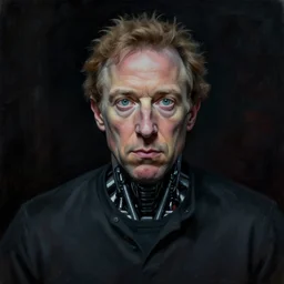 horror painting of cyborg mark zuckerberg watching you, stalking, detailed, artstation, high quality