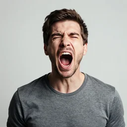 photograph of a man screaming
