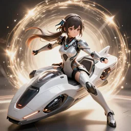 a sci fi vehicle piloted by a cute kawaii girl, battle stance, smooth, intricate, elegant, power aura, artstation, digital painting, concept art, high tech fantasy, sharp focus, illustration, octane render, unreal engine, art by james jean and josan gonzalez,