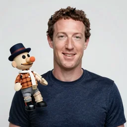 photo of Mark Zuckerberg as a ventriloquist dummy, 4k, high quality, very detailed,