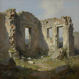 Trending on artstation, beautiful ruins, detailed matte painting, oil on canvas