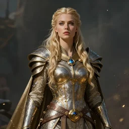 viking woman, blonde, tall, paladin, d & d, concept art, science fiction, fantasy