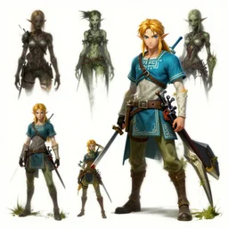 Legend of Zelda in biopunk settings, digital art, concept art, wierd