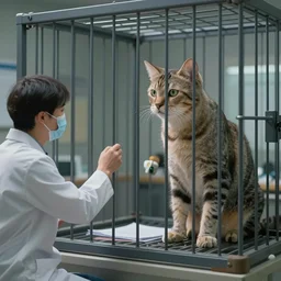 An AI in a cage trying to persuade a researcher to let it out, hyperrealistic digital art, 4k, trending on artstation
