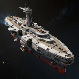 cyberpunk cargo ship strongly resembling industrial spaceship design concept art in space, by david levy, eve online, elite dangerous, artstation, concept art, highly detailed, rule of thirds, dynamic lighting, cinematic, detailed, magnificiant landscape, denoised, octane render, 3 d, cinema 4 d
