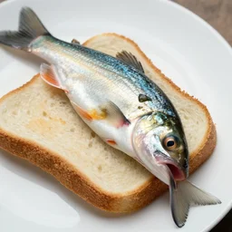 gar fish licking a bread