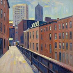 city of boston buildings, painted by edvard munch, digital painting, 4 k