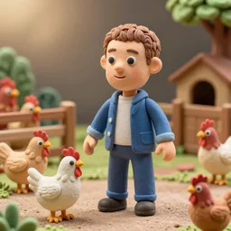 colourful mark zuckerberg claymation, ultra realistic lighting and shadows, textures and fine detail, close shot, bokeh, studio lighting, clay figure, chicken run style