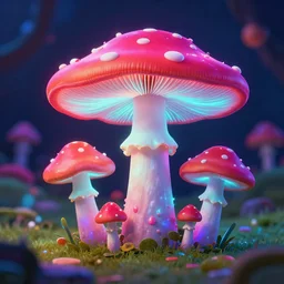 adorable toadstools, psychedelic art, neon glow, behance hd, bokeh
