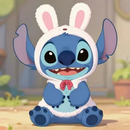 stitch, from lilo & stitch, dressed like a bunny