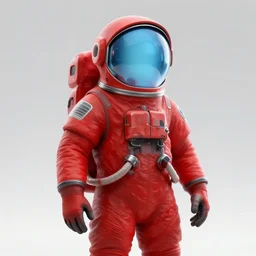 a red suit astronaut high detail, with a light blue visor, 4 k, digital painting, trending on artstation