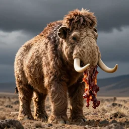 wooly mammoth with hair that looks like pulled pork